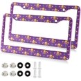 thumbnail image 2 of GZHJMY Mardi Gras License Plate Frames Set of 2, Universal Aluminum License Plate Holders 2 Holes Car Tag Frames Automotive Exterior Accessories with Screw Caps Decorative, 2 of 7