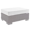 thumbnail image 2 of Modway Conway Modern Rattan & Fabric Outdoor Ottoman in Light Gray/White, 2 of 9