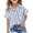 Blue, variant on Girls Striped Knit Top Casual Loose Fit Lapel Open Front Short Sleeve Blouse Summer Fashion Tee,Size 5-6 Years