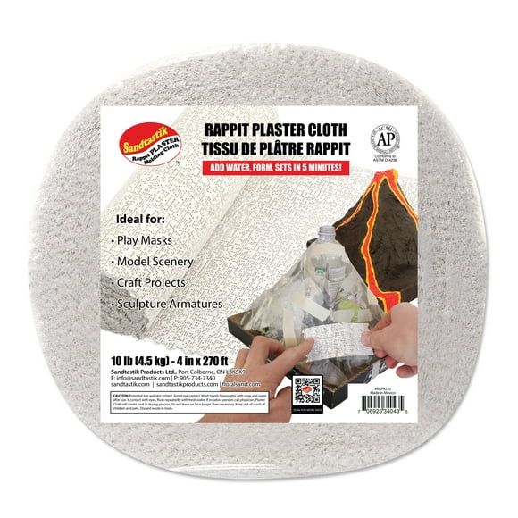 Sanstastik Rappit Plaster Cloth, 4in x 270ft - Professional Grade | Use for Belly Casts, Science Volcano, Masks, Casting, Arts and Crafts, DIY Projects