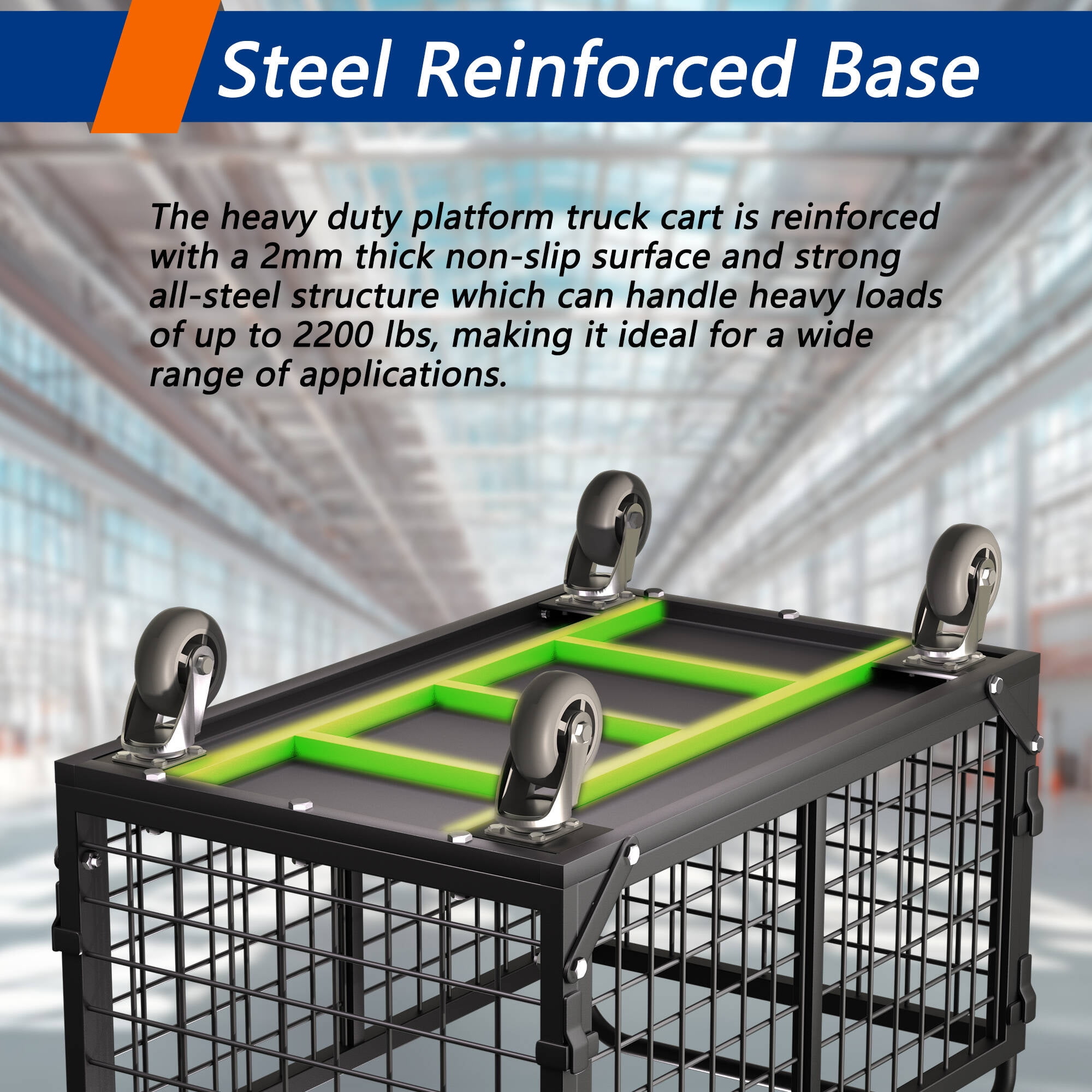 Platform Truck Cart with Cage,Foldable Platform Truck Heavy Duty Push Cart Dolly Load 2250LB Swivel Casters,Large Flatbed Hand Truck Cart for Grocery/Laundry/Stall/Storage(38.6L x 24W x 35.8H)