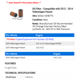 thumbnail image 2 of Oil Filter - Compatible with 2012 - 2014 Volkswagen Passat 2013, 2 of 2
