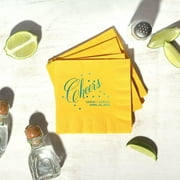 50pcs Cheers Personalized Napkins with Confetti design - Custom Cocktail Napkins, Foil Stamped, Party Decor, Birthday, Anniversary, Engagement，party napkins for reception disposable decorative 5"x5"