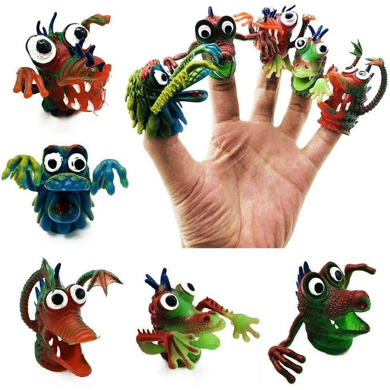 Cartoon Silicone Animal Finger Puppets Monster Storytelling Doll Theater  Soft Doll Kids Toys Gift Fingers Gloves Fingertip (5 Pieces) 