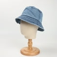 thumbnail image 3 of Mightlink Denim Sun Hat Flat Top Lightweight Pocket Decor Bucket Hat for Daily Life, 3 of 7