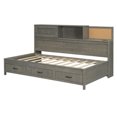 thumbnail image 4 of Twin Size Wooden Daybed with 3 Drawers and Shelves, Practical Daybed with Socket USB Interface, for Bedroom, Dark Gray, 4 of 9