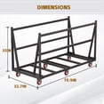 thumbnail image 2 of HOHYN 70.9" Heavy Duty Panel & Lumber Truck Cart, 3000 lbs Load Capacity with 360° Brake Wheels, Adjustable Rack for Plywood, Sheetrock, Windows & Logs, 2 of 7