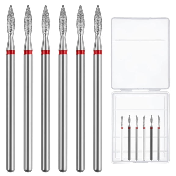 KASIU Cuticle Drill Bit,Nail Drill Bits Flame Cuticle Clean Drill Bit for 3/32''Electric Nail File Machine Cuticle Bit Nail Prep Tool (Red Flame Nail Bits)