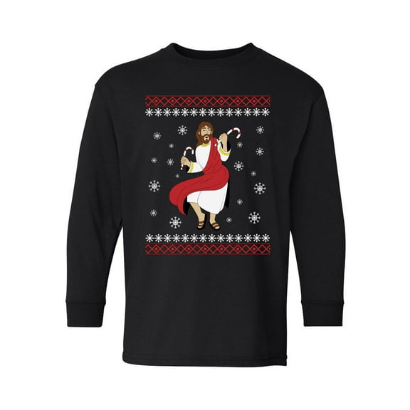 Funny Jesus Long Sleeve Shirt Christmas Kids Shirt for Girls Boys Holiday Gifts Dancing Jesus Top Merry Xmas 2020 Youth Xmas Outfit for Kids