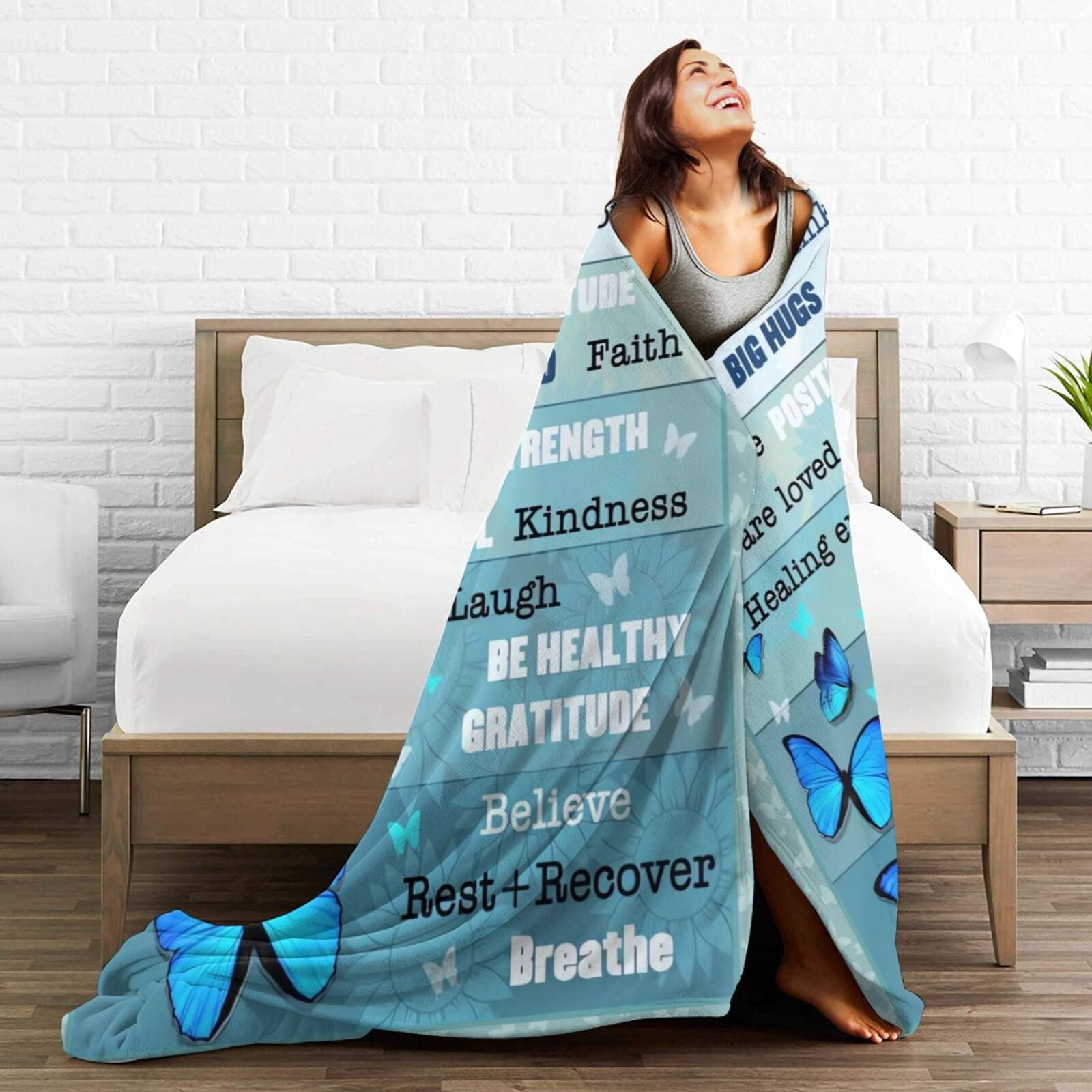 Wijzvio Get Well Soon Gifts Throw Blanket Soft Fuzzy Fleece Blanket For Couch Bed Living Room Decoration 60"X50"
