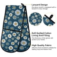 thumbnail image 2 of Yayeee Double Oven Mitt Kitchen Heat Resistant Baking 35" x7" Quilted Cotton Glove, Green Daisy Pattern, 2 of 6