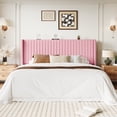 thumbnail image 3 of Einfach King Bed Frame, Upholstered Platform Bed with Wingback Headboard, No Box Spring Required, Pink, 3 of 10