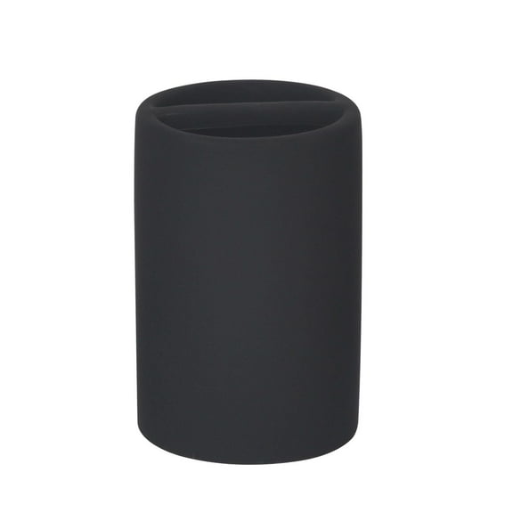 Mainstays Soft Touch Toothbrush Holder, Rubber coated ceramic, 1 toothbrush holder holds toothbrushes and toothpaste