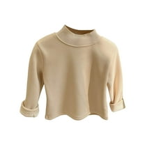 Jalioing Kids Fall Winter T Shirts Long Sleeve Mock Neck Fleece Lined Thermal Undershirt Boys Girl Comfy Baselayer