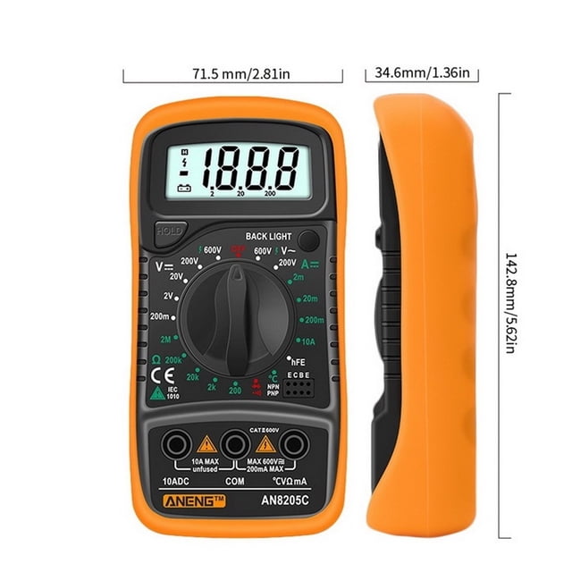 Digital Multimeter Automatic Voltmeter Profesional Tester Multimeter With Thermocouple Lcd Backlight Portable Data Hold Function , Readable