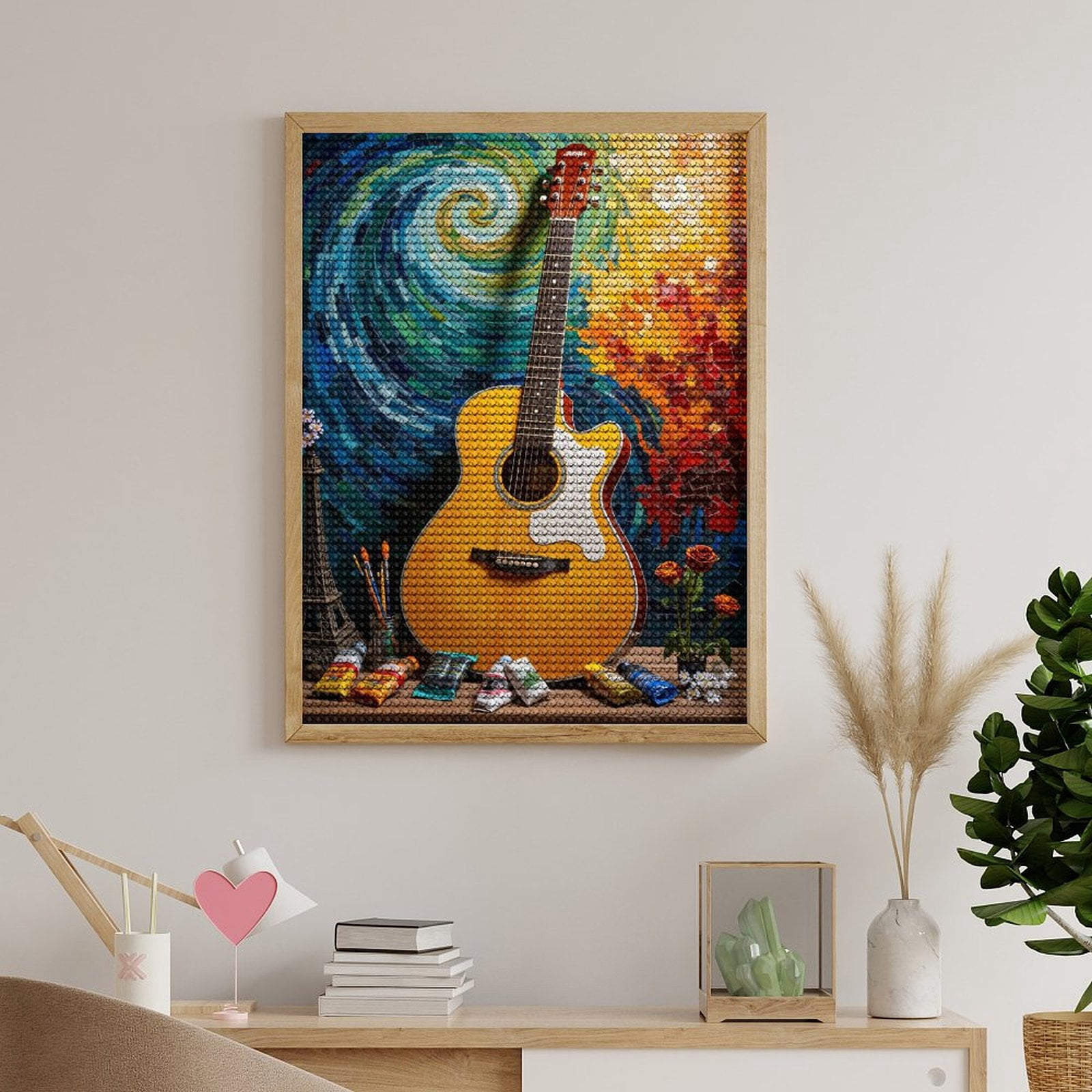 Diamond Art Kit for Adults, Guitar Mosaic Art Colors Creativity Diamond Painting for Adults Beginners, 5D DIY Diamond Art Painting Kits, Colorful Diamond Painting Craft for Home Decor 12x16
