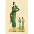 thumbnail image 2 of Vintage Fashion 11x14 Gold Ornate Wood Framed with Double Matting Museum Art Print Titled - Sophisticated Green Suit with Stole, 2 of 4