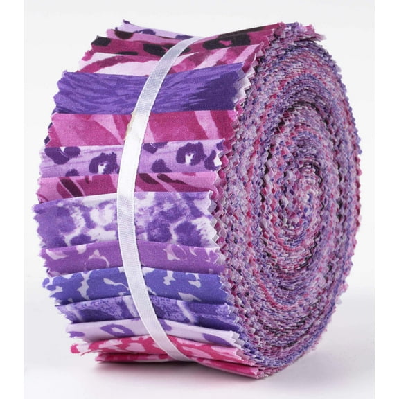Soimoi 40Pcs Animals Print Cotton Precut Fabrics For Quilting Craft Strips 2.5x42inches Jelly Roll - Purple
