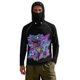 thumbnail image 7 of SEANATIVE Long Sleeve Sun Protection Fishing Hoodie for Men, Fishing Hiking Running Shirts Athletic Outfits Lightweight Breathable Rash Guard, M, Dinosaur Lightning Print Violet Black, 7 of 7