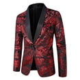 thumbnail image 5 of HOOMEUMY Mens Blazers Fashion Mens Tuxedo Blazer Jackets One Button Lapel Suits for Dinner,Prom,Wedding (Red,XL）, 5 of 5