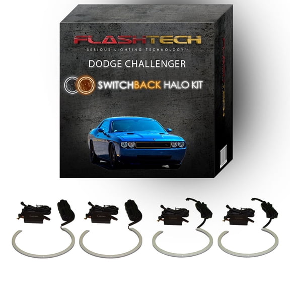 Flashtech External White Switchback LED Halo Kit for 2008-2014 Dodge Challenger Headlights