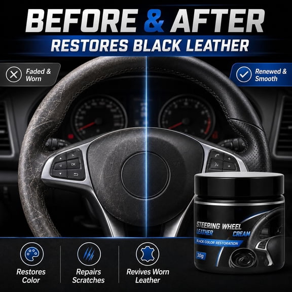 Black Leather Repair Kit with Application Brush 1 Oz (30G), Leather Restorer for Car Seats Steering Wheel Sofa and Furniture, Scratch Fix