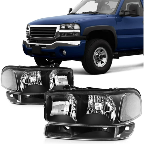 SCITOO 25970915 25970914 2502213 2503213 Headlight Assembly For Chevrolet Trailblazer 2002-2009 For Chevrolet Trailblazer EXT 2002-2006 Headlamp Black Housing Chrome Reflector Clear Lens