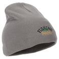 thumbnail image 4 of Fishing Papa Design Embroidered 8 Inch Knitted Short Beanie - Grey OSFM, 4 of 5