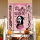thumbnail image 2 of Banner rosa de Halloween, cartel para puerta de entrada con película de terror de Halloween, para decoraciones de puerta de Halloween al aire libre, 2 of 5