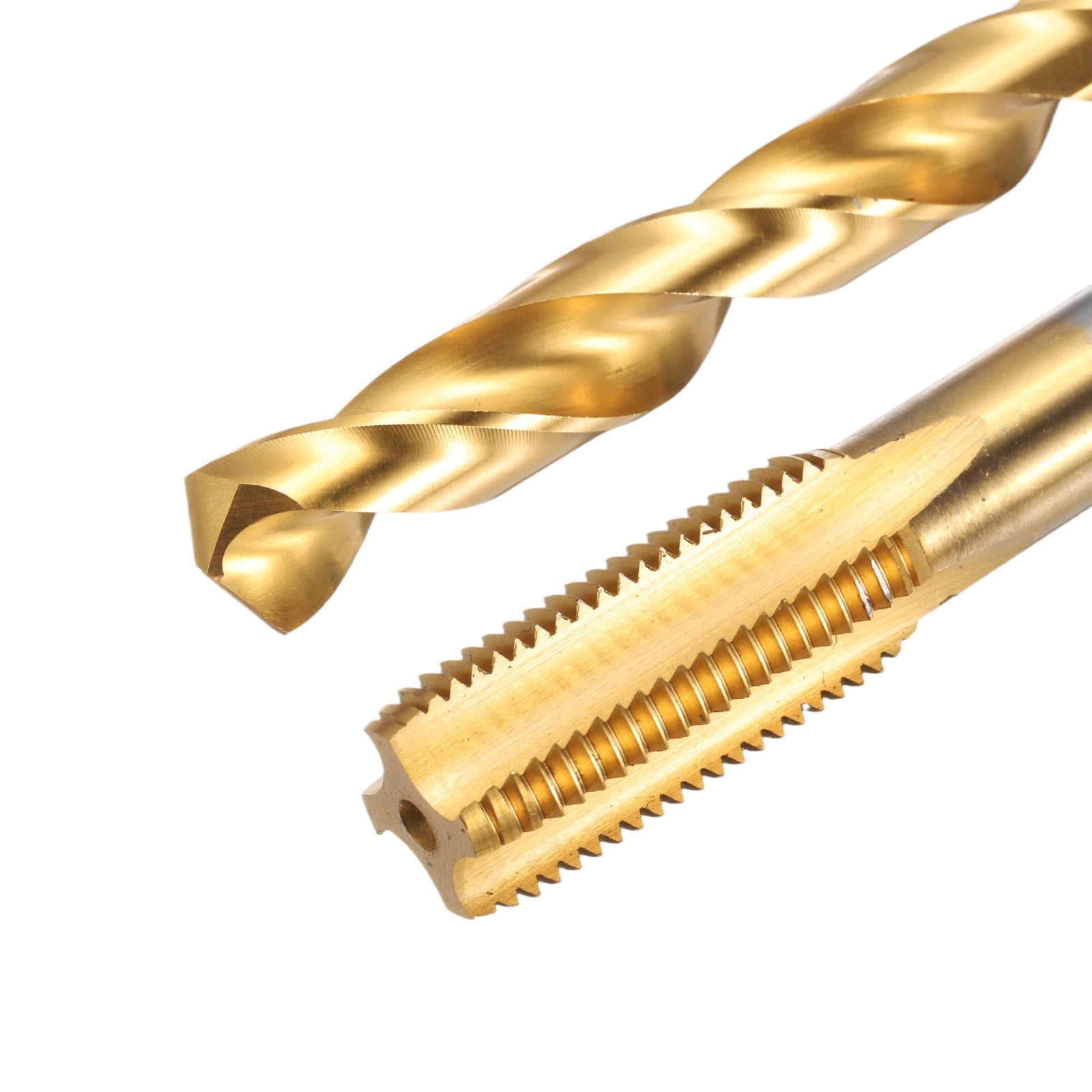 Uxcell Tap and Drill Bit Set, 1pcs M14 x 1.5 Straight Flute Thread Screw Taps & 1pcs 12.5mm Twist Drill Bits, Titanium Coated HSS-6542 Tapping Threading Tool Kit