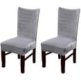 thumbnail image 1 of Velvet Stretch Dining Room Chair Covers, Soft Removable Washable Dining Room Chair Covers, Set of 2, Silver-Gray, 1 of 6