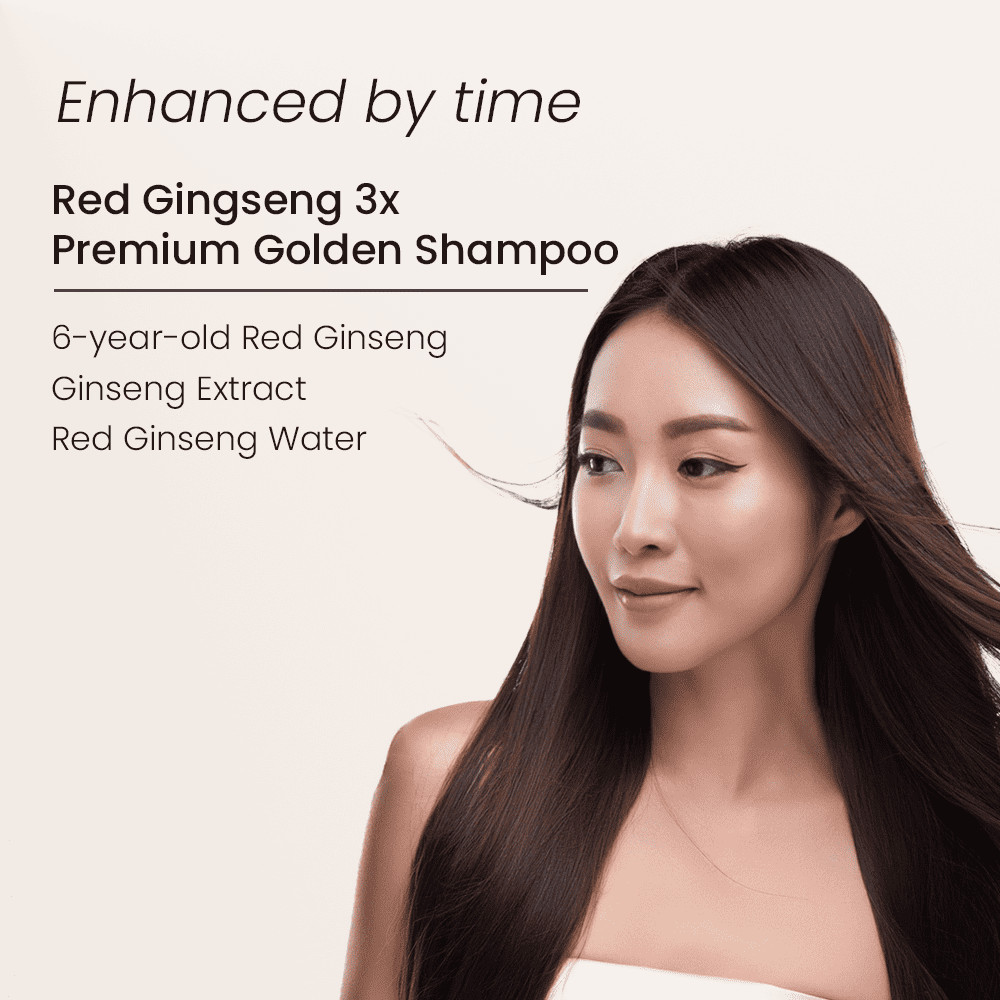 Naisture Red Ginseng 3X Premium Golden Shampoo with 6-Year Old Korean Red Ginseng Concentrate for Itchy Scalp and Thinning Hair, 730 ml