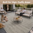 thumbnail image 4 of SIXHOME Outdoor Rugs 5'x7' Patio Rug Modern Indoor Outdoor Rugs Polypropylene Washable Non Shedding, Easy Clean, Waterproof, Durable Outdoor Carpet for Porch Balcony Deck Neutral Gray, 4 of 8