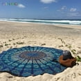 thumbnail image 4 of BadPiggies Round Beach Tapestry Hippie/Boho Mandala Beach Blanket Roundie/Indian Cotton Throw Bohemian Round Table Cloth/Yoga Mat Meditation Picnic Rug (Blue), 4 of 9