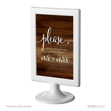Leave Your Wishes For New Mr. & Mrs. Framed Rustic Wood Wedding Party