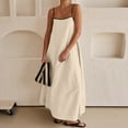 thumbnail image 2 of Womens Maxi Dress - Contrast Trim Spaghetti Straps, Summer Beach Outfit, Sleeveless Long Vacation Dress, 2 of 6