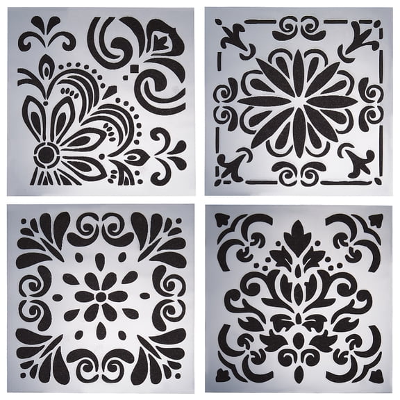 4pcs Mandala Reusable Stencil Laser Cut Painting Stencil 6x6 inch Painting Stencil for DIY Decor Painting on Wood Rocks Walls
