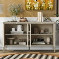 thumbnail image 3 of Harper & Bright Designs 4 Door Buffet Cabinet Sideboard with Adjustable Shelves, Wood Retro Accent Cabinet with Large Storage Space for Entryway and Living Room, Gray, 3 of 15