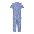 thumbnail image 5 of Aueoeo Women's Sleepwear Capris Printed Pajama Sets Short Sleeve Two-Piece Pjs V Neck Tops & Capris Pants with Pockets Purple XX-Large, 5 of 5