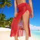 thumbnail image 4 of Falda Faldas de malla sexy Suave ganchillo Borla Hem Beach Cover Up para mujer (Rojo XS) Ygjytge Rojo T XS para Mujer, 4 of 6
