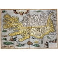 thumbnail image 3 of Ortelius, Abraham 18x14 Black Modern Framed Museum Art Print Titled - Hand Colored Map of Iceland, 3 of 5