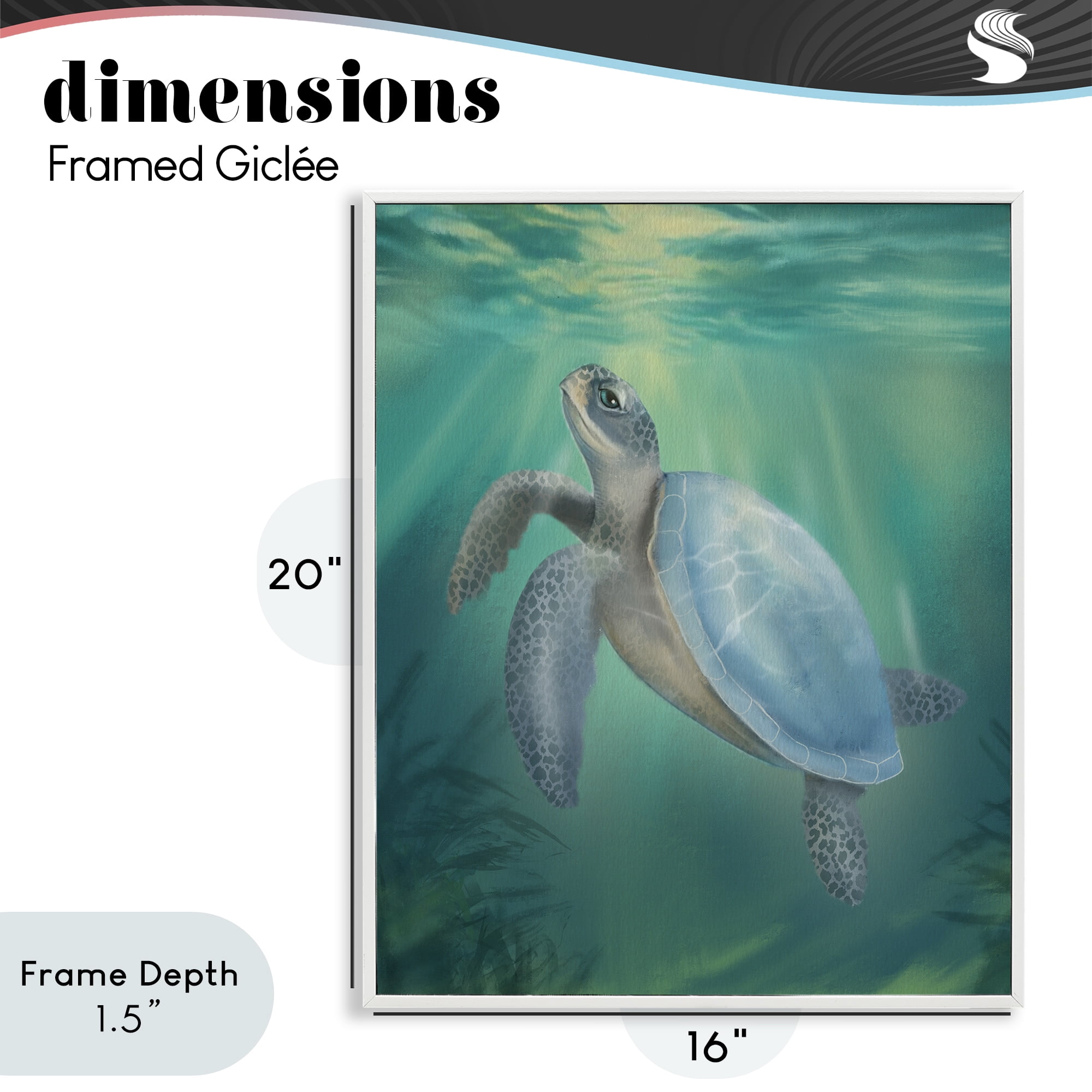 Stupell Industries Coastal Beach Sea Turtle White Framed Giclee Art, design by Matthew Piotrowicz