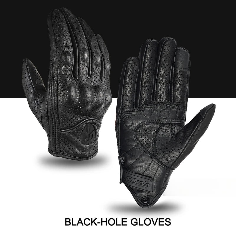 MJMOTO Vintage Leather Motorcycle Cycling Gloves Touchscreen Offroad Hard Shell Protection Motorbike Glove Comfort Breathable