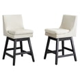 thumbnail image 5 of Swivel Bar Stools Set of 2, Modern 26" Upholstered Linen Fabric High Back Counter Stools with Nail Head Design and Wood Frame, Cream White, 5 of 6