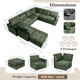 thumbnail image 5 of Advwin 126" U-Shaped Oversized Modular Sectional Sofa with Ottoman, Storage Under Each Seat & Gold Metal Accents, 7-Seater Modern Luxury Chenille Convertible Cloud Couch for Living Room, Dark Green, 5 of 14