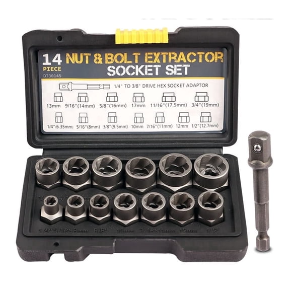 bolt extractor 3/8 Inch Drive, 1/4 Inch to 3/4 Inch Impact Bolt Nut Extractor Twist Socket Tool Socket Wrench & Set, screw extractor set，13 Piece