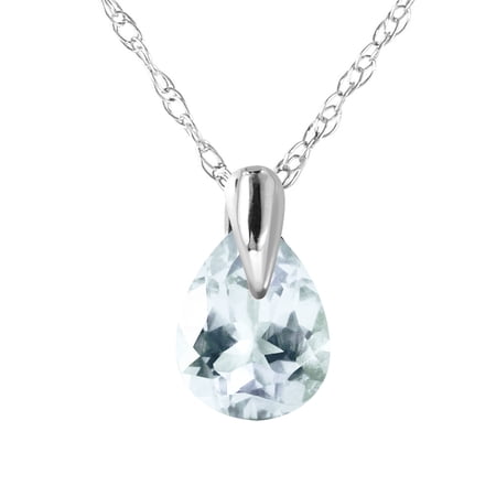 Galaxy Gold 14K Solid Gold 0.68 Carat Natural Aquamarine Necklace for Women - White Gold Fine Jewelry