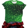 thumbnail image 5 of Xdegoge St Patrick's Day Tops Women Leprechaun Hat Clover Allover Print T-Shirt Short Sleeve Crewneck Tee Funny Irish Festival Shirt Summer Casual Holiday, 5 of 6