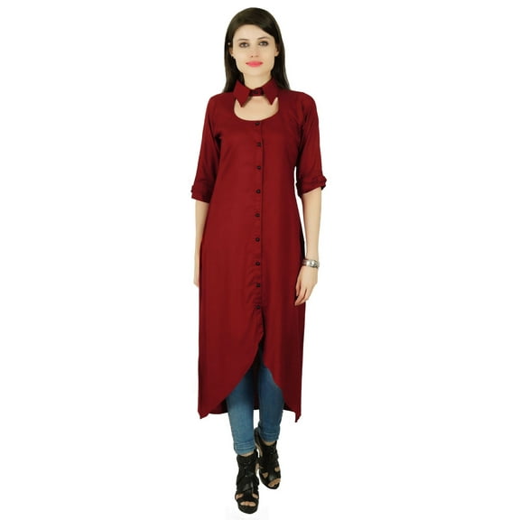 Bollywood Rayon 3/4 Sleeve Solid Kurti Women Ethnic Dress Tunic Top