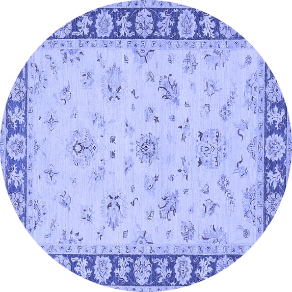 Ahgly Company Indoor Round Oriental Blue Traditional Area Rugs, 6' Round